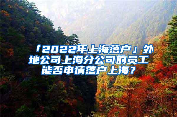 「2022年上海落户」外地公司上海分公司的员工能否申请落户上海？