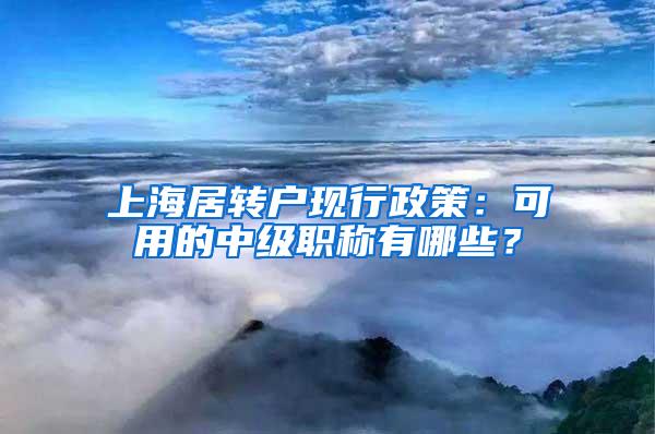 上海居转户现行政策：可用的中级职称有哪些？