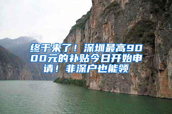 终于来了！深圳最高9000元的补贴今日开始申请！非深户也能领