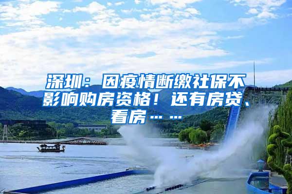 深圳：因疫情断缴社保不影响购房资格！还有房贷、看房……