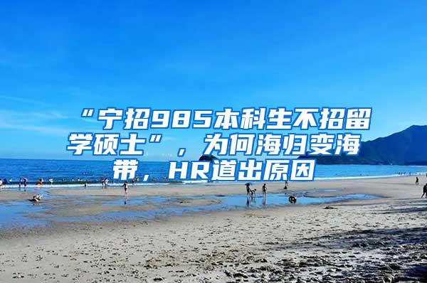 “宁招985本科生不招留学硕士”，为何海归变海带，HR道出原因