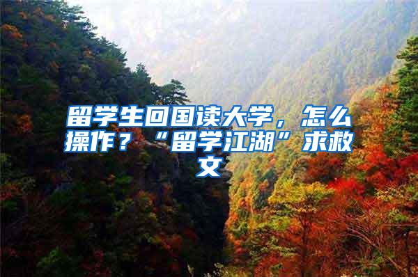 留学生回国读大学，怎么操作？“留学江湖”求救文