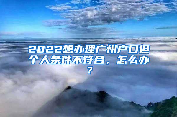 2022想办理广州户口但个人条件不符合，怎么办？