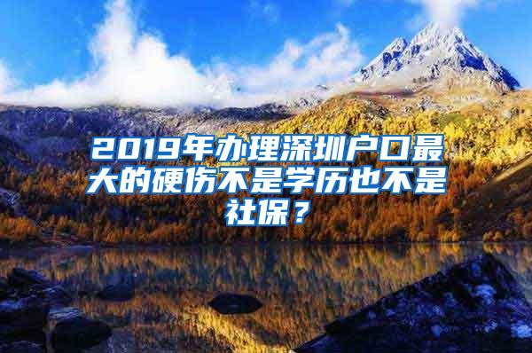 2019年办理深圳户口最大的硬伤不是学历也不是社保？