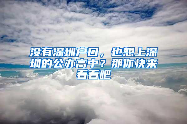 没有深圳户口，也想上深圳的公办高中？那你快来看看吧