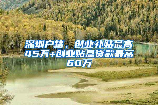 深圳户籍，创业补贴最高45万+创业贴息贷款最高60万