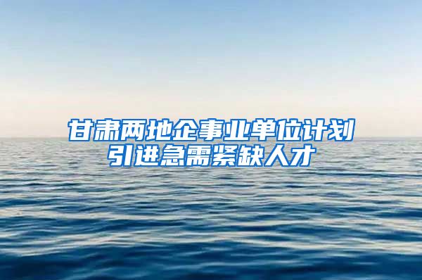 甘肃两地企事业单位计划引进急需紧缺人才