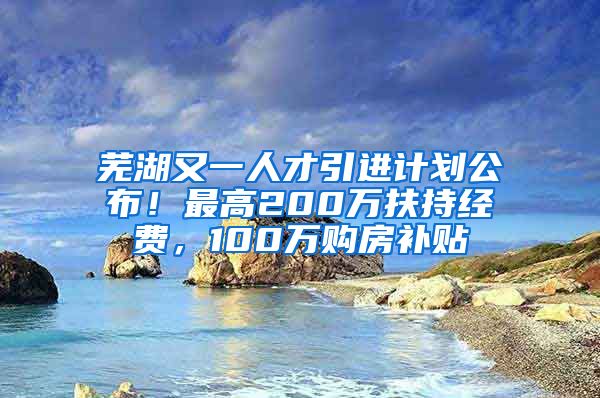 芜湖又一人才引进计划公布！最高200万扶持经费，100万购房补贴