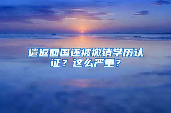 遣返回国还被撤销学历认证？这么严重？