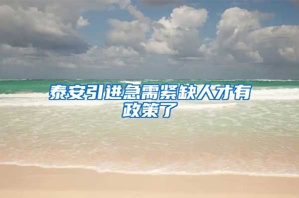 泰安引进急需紧缺人才有政策了