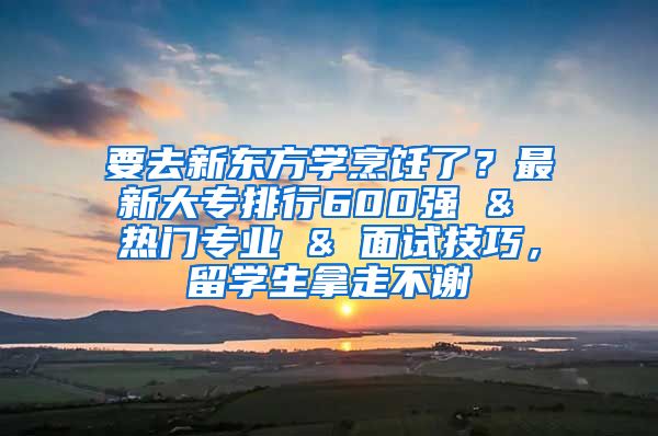 要去新东方学烹饪了？最新大专排行600强 & 热门专业 & 面试技巧，留学生拿走不谢