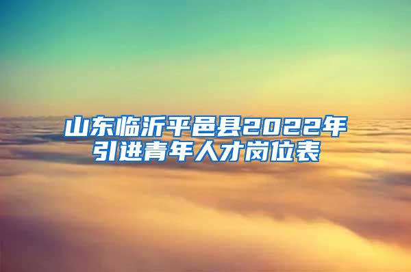 山东临沂平邑县2022年引进青年人才岗位表