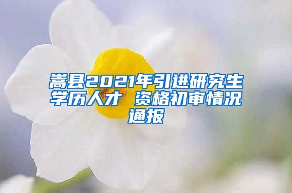 嵩县2021年引进研究生学历人才 资格初审情况通报