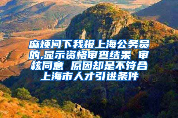 麻烦问下我报上海公务员的,显示资格审查结果 审核同意 原因却是不符合上海市人才引进条件