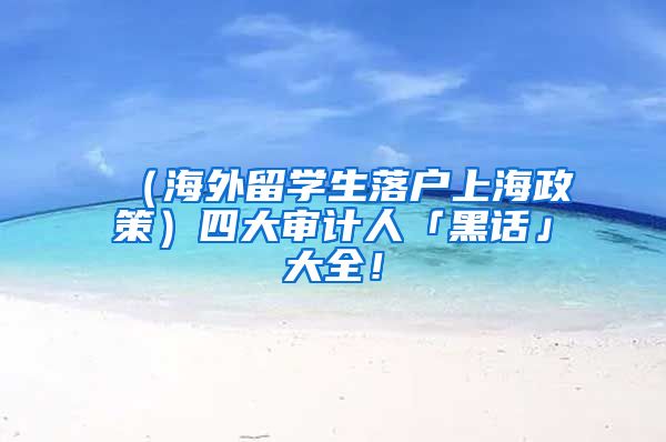 （海外留学生落户上海政策）四大审计人「黑话」大全！