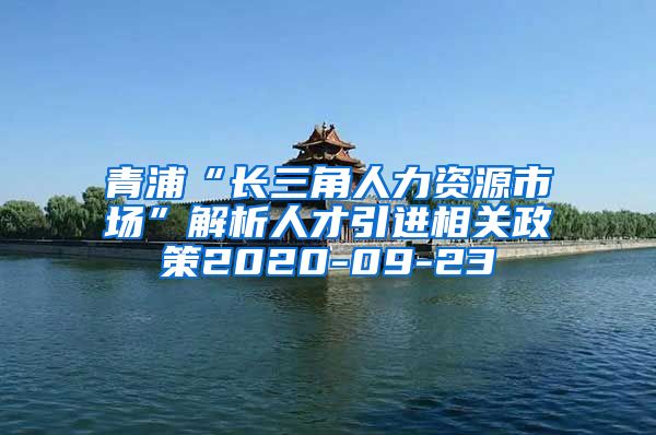 青浦“长三角人力资源市场”解析人才引进相关政策2020-09-23