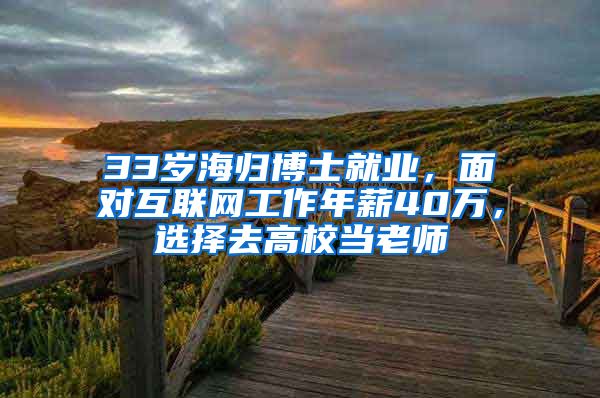 33岁海归博士就业，面对互联网工作年薪40万，选择去高校当老师