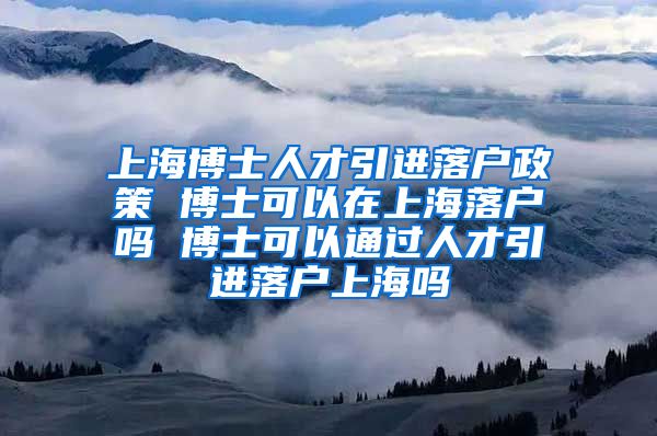 上海博士人才引进落户政策 博士可以在上海落户吗 博士可以通过人才引进落户上海吗