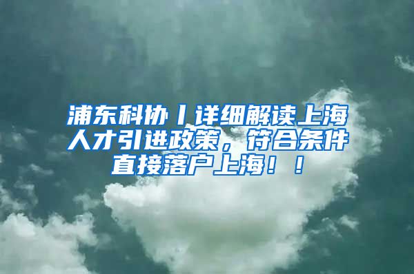 浦东科协丨详细解读上海人才引进政策，符合条件直接落户上海！！