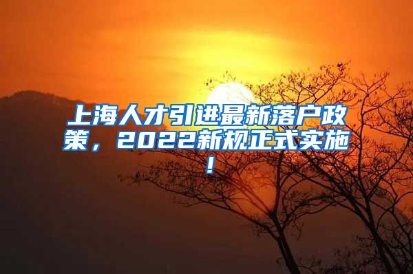 上海人才引进最新落户政策，2022新规正式实施！