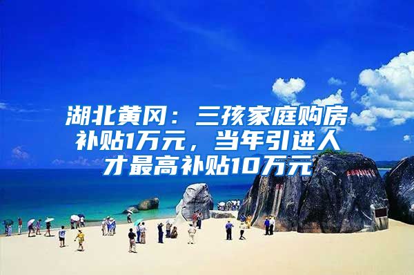 湖北黄冈：三孩家庭购房补贴1万元，当年引进人才最高补贴10万元