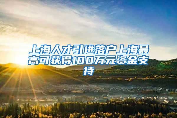 上海人才引进落户上海最高可获得100万元资金支持