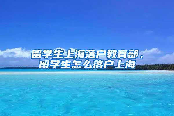 留学生上海落户教育部，留学生怎么落户上海