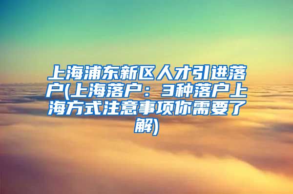 上海浦东新区人才引进落户(上海落户：3种落户上海方式注意事项你需要了解)