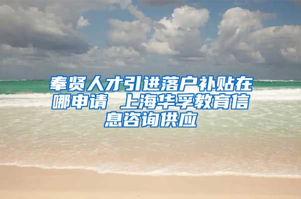 奉贤人才引进落户补贴在哪申请 上海华孚教育信息咨询供应