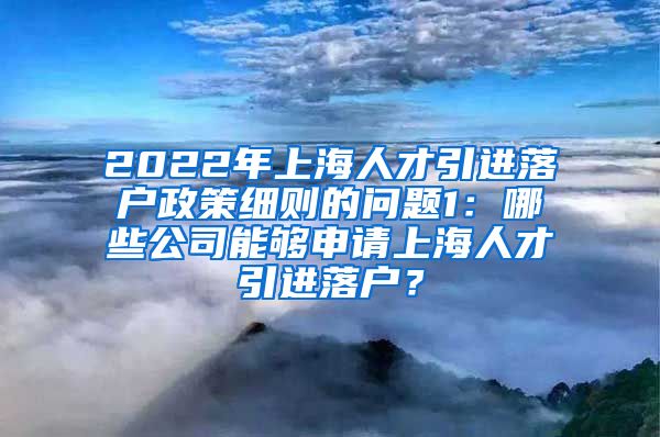 2022年上海人才引进落户政策细则的问题1：哪些公司能够申请上海人才引进落户？