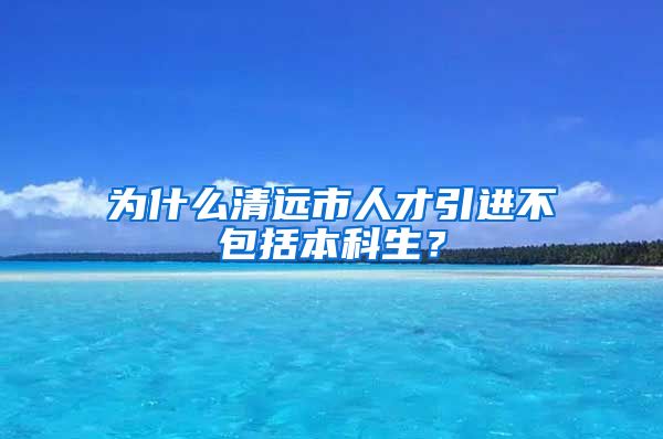 为什么清远市人才引进不包括本科生？