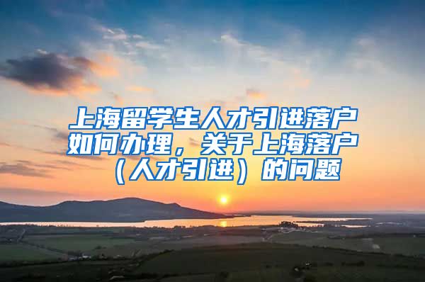 上海留学生人才引进落户如何办理，关于上海落户（人才引进）的问题