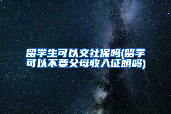 留学生可以交社保吗(留学可以不要父母收入证明吗)