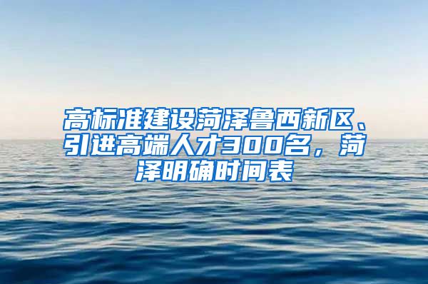 高标准建设菏泽鲁西新区、引进高端人才300名，菏泽明确时间表