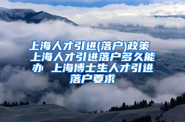 上海人才引进(落户)政策 上海人才引进落户多久能办 上海博士生人才引进落户要求