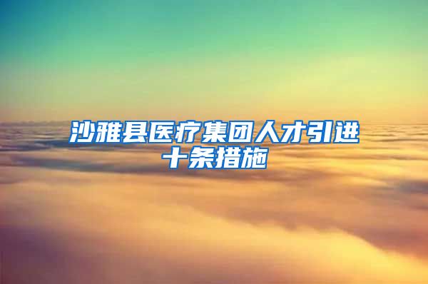 沙雅县医疗集团人才引进十条措施