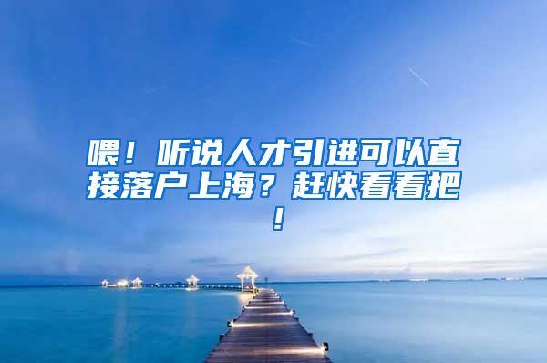 喂！听说人才引进可以直接落户上海？赶快看看把！