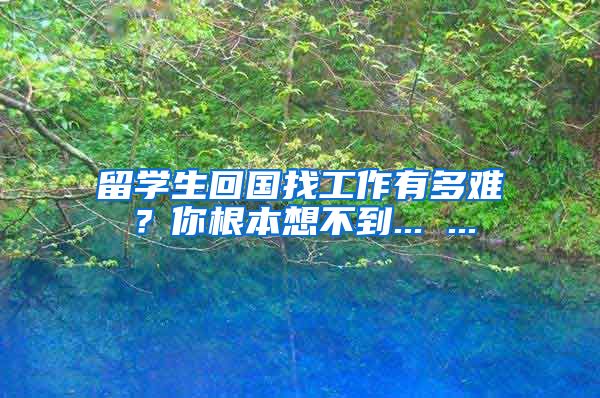 留学生回国找工作有多难？你根本想不到... ...