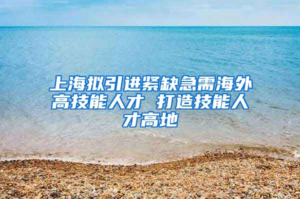 上海拟引进紧缺急需海外高技能人才 打造技能人才高地