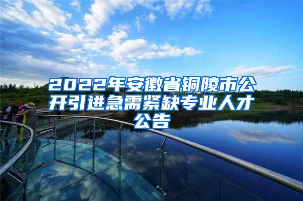 2022年安徽省铜陵市公开引进急需紧缺专业人才公告