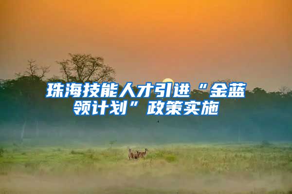 珠海技能人才引进“金蓝领计划”政策实施