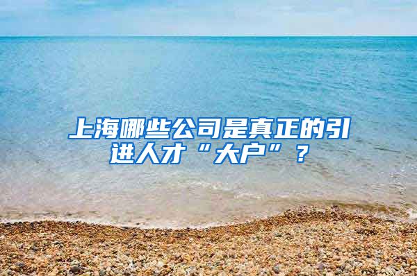 上海哪些公司是真正的引进人才“大户”？