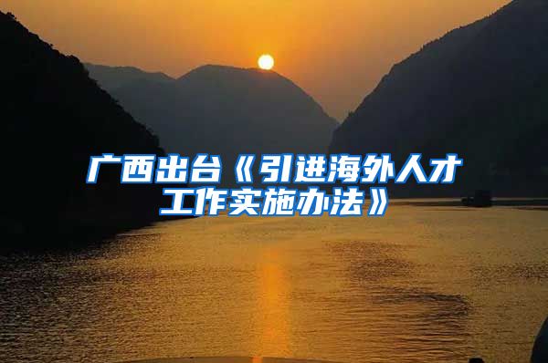 广西出台《引进海外人才工作实施办法》