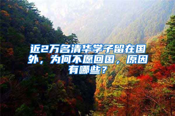 近2万名清华学子留在国外，为何不愿回国，原因有哪些？