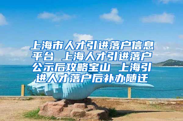 上海市人才引进落户信息平台 上海人才引进落户公示后攻略宝山 上海引进人才落户后补办随迁