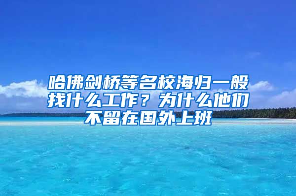 哈佛剑桥等名校海归一般找什么工作？为什么他们不留在国外上班