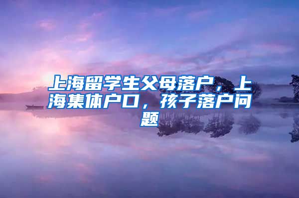 上海留学生父母落户，上海集体户口，孩子落户问题