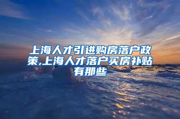 上海人才引进购房落户政策,上海人才落户买房补贴有那些