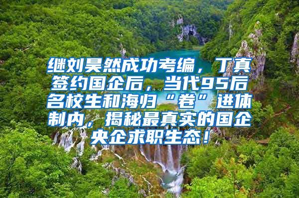 继刘昊然成功考编，丁真签约国企后，当代95后名校生和海归“卷”进体制内，揭秘最真实的国企央企求职生态！