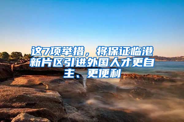 这7项举措，将保证临港新片区引进外国人才更自主、更便利